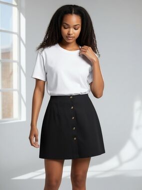 Karen Scott Black Button-Front Skort Size 10